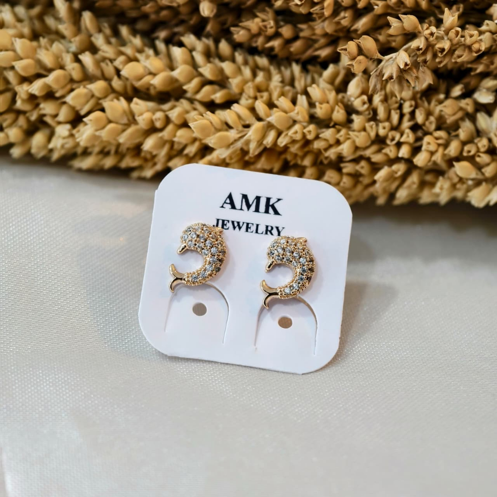 Anting Tusuk Gold Model Lumba Lumba Permata Lapis Emas 1231157