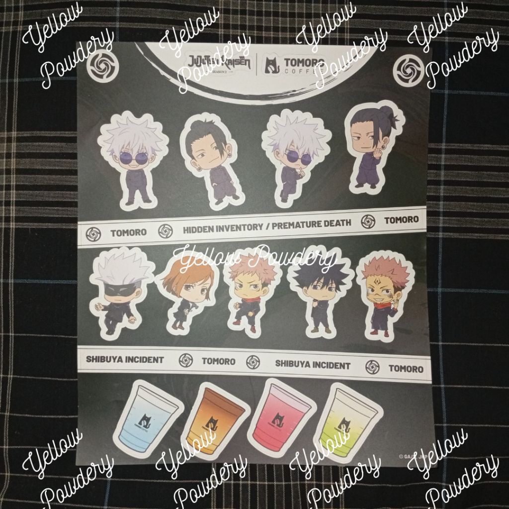 JUJUTSU KAISEN X TOMORO JJK COFFEE LIMITED EDITION STICKER SATORU GOJO GETO NOBARA KUGISAKI ITADORI 