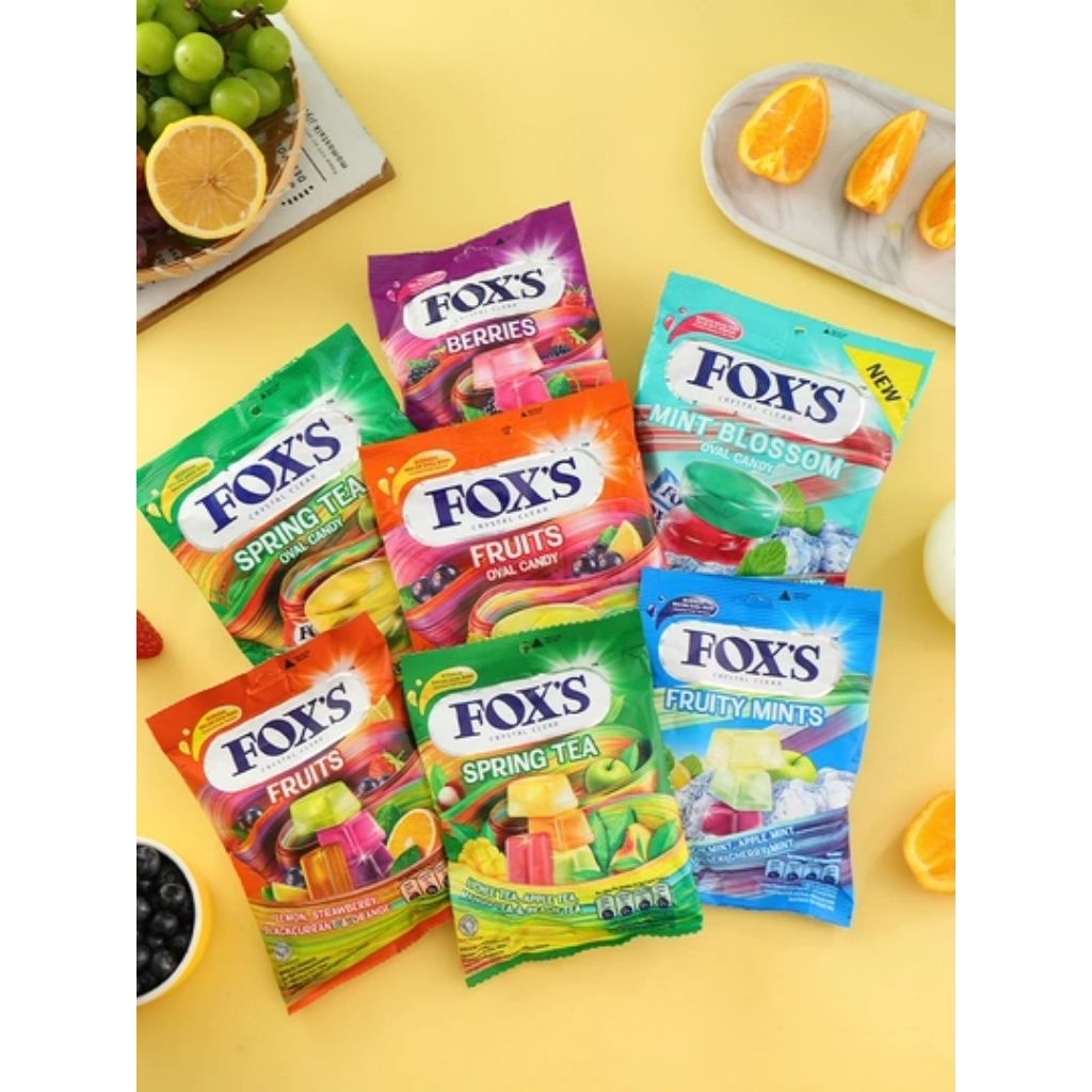Permen Kristal Bening Fox’s 125g - Rasa Buah Segar, Halal, Praktis Dibawa