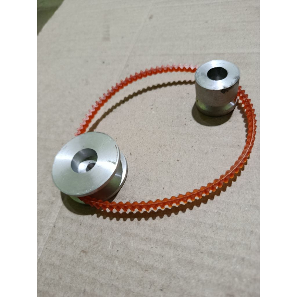 1 paket pulley dinamo pokka, pulley mesin harumanis (pulley 4 cm+pulley 1 inch as 12mm+ karet vanbel