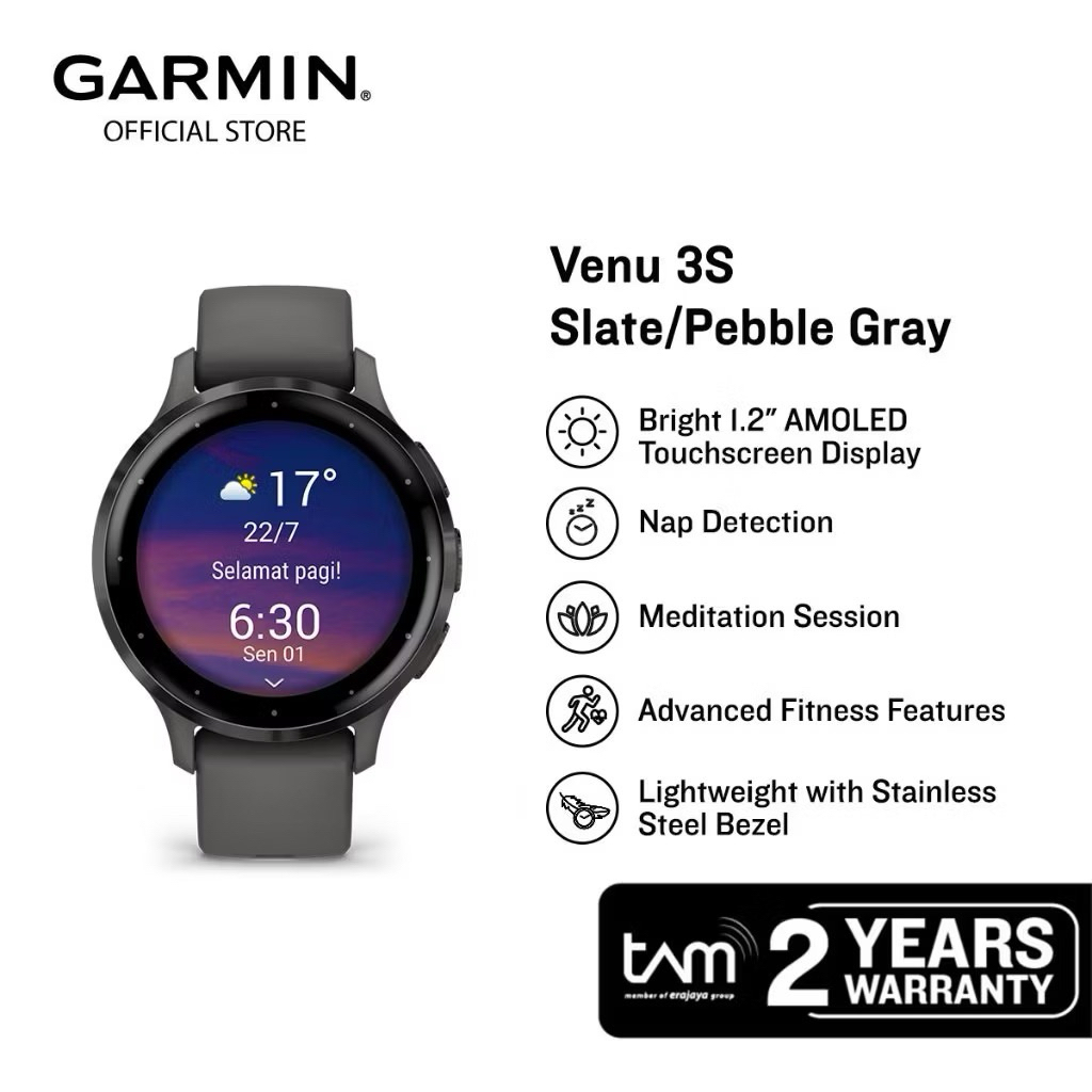 Garmin Venu 3S Slate Pebble Gray GPS - Garmin Venu 3s Smartwatch Garansi Tam 2