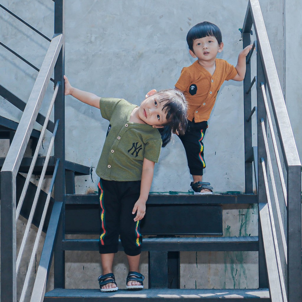 SaintQueen Setelan Baju Motif Baseball NY 02 Bayi Anak Newborn 3 bulan - 4 Tahun Laki-laki Perempuan