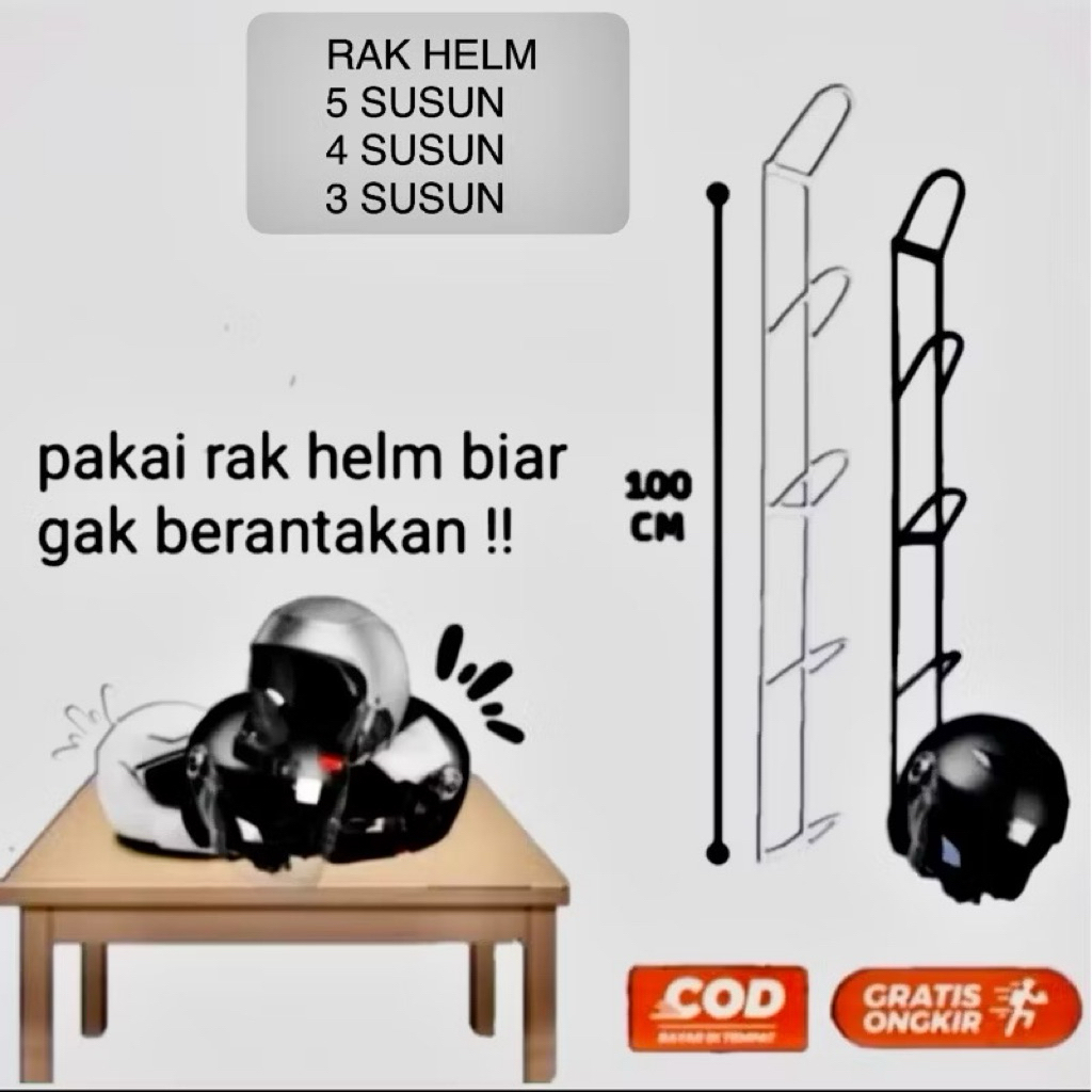 Rak Helm Kokoh Tempat Helm Tempel Dinding,GANTUNGAN HELM DINDING RAK HELM SUSUN 4 dan 5