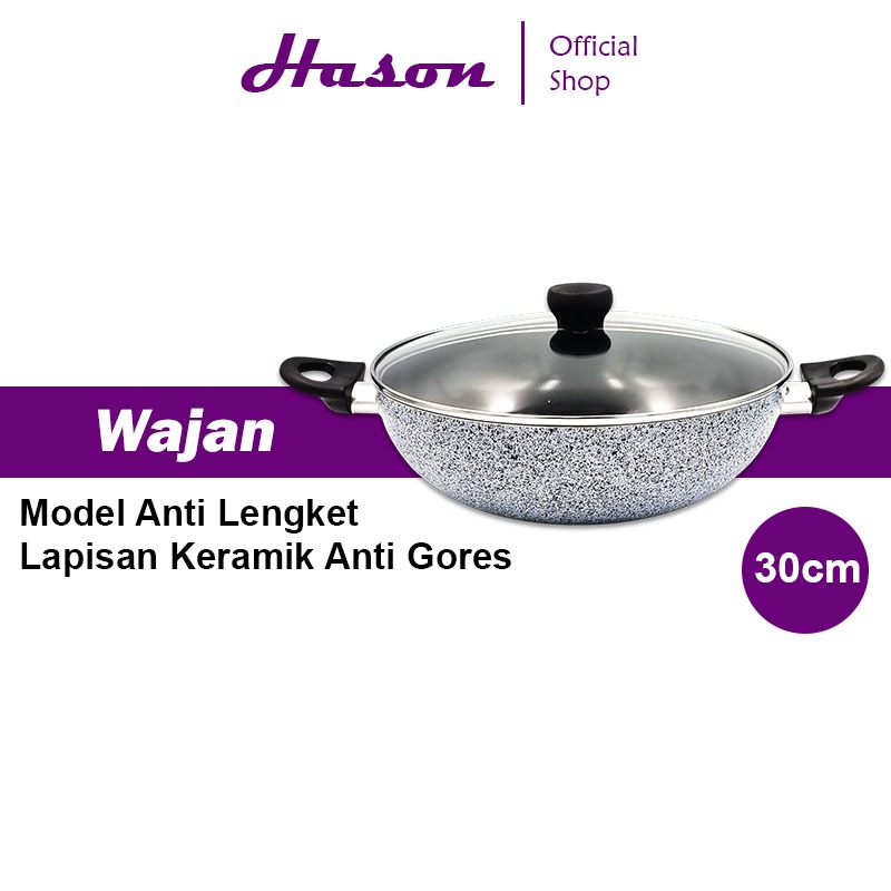 Maxim Wajan Keramik + Tutup Kaca 30cm Anti Lengket Penggorengan Ceramic Teflon Teplon Anti Gores