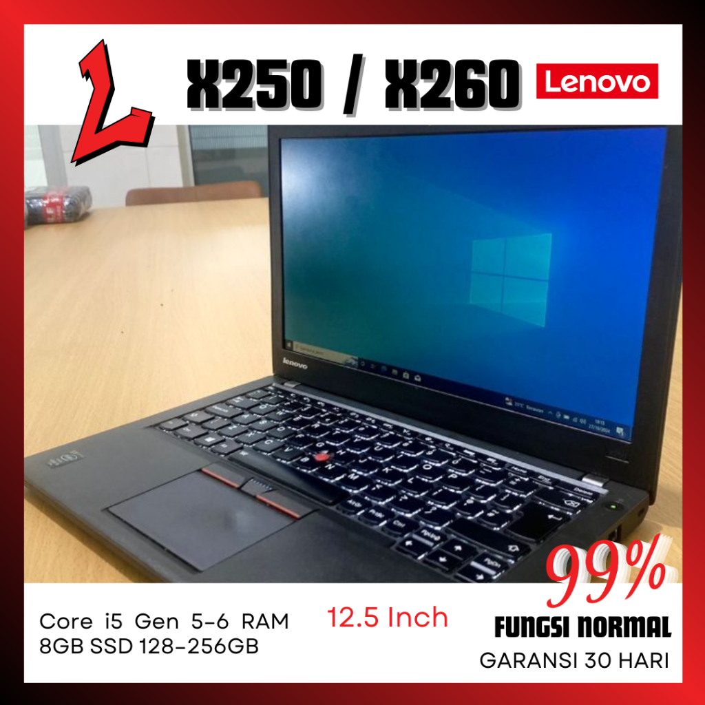 Laptop Lenovo ThinkPad X250 / X260 Second / Seken | Core i5 Gen 5–6 RAM 8GB SSD 128–256GB | Laptop S