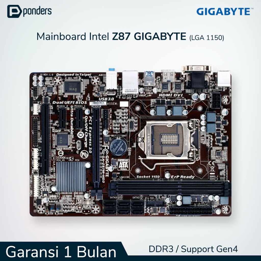 Mainboard Intel Gigabyte Z87 LGA 1150 DDR3 Support Gen4
