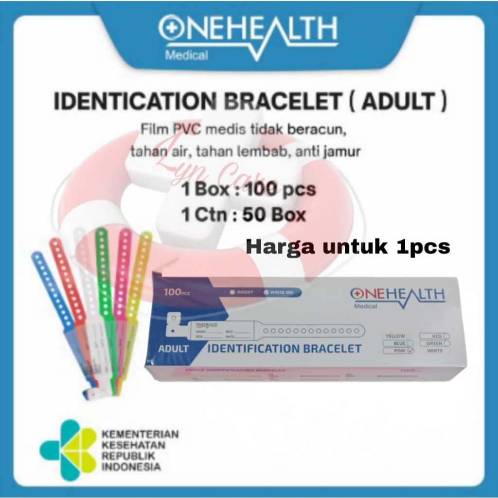 (LYNCARE)eceran 1pcs - ID BAND Dewasa ONEHEALTH Gelang Pasien Identitas Pasien Identification Wrist 
