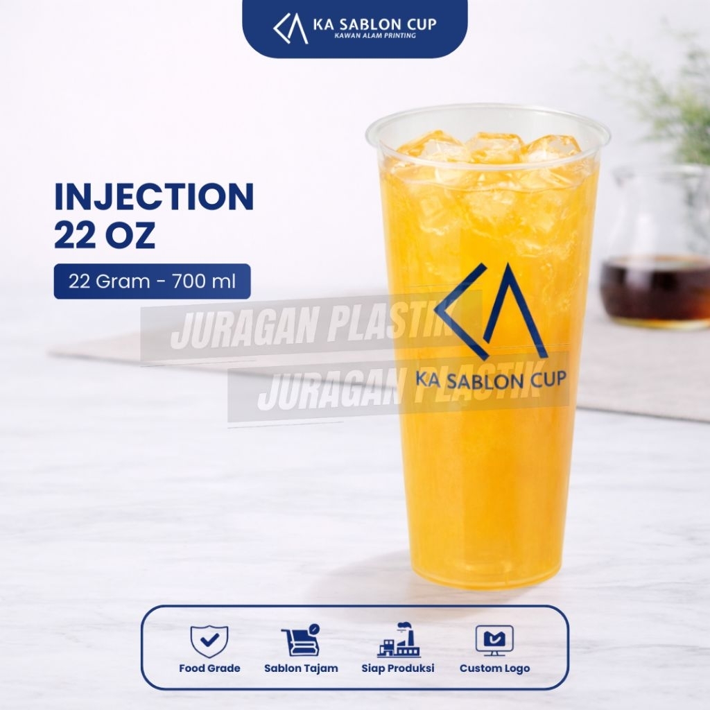 INJECTION CUP 22OZ  (Cup Plastik / Gelas Plastik) Bahan Tebal