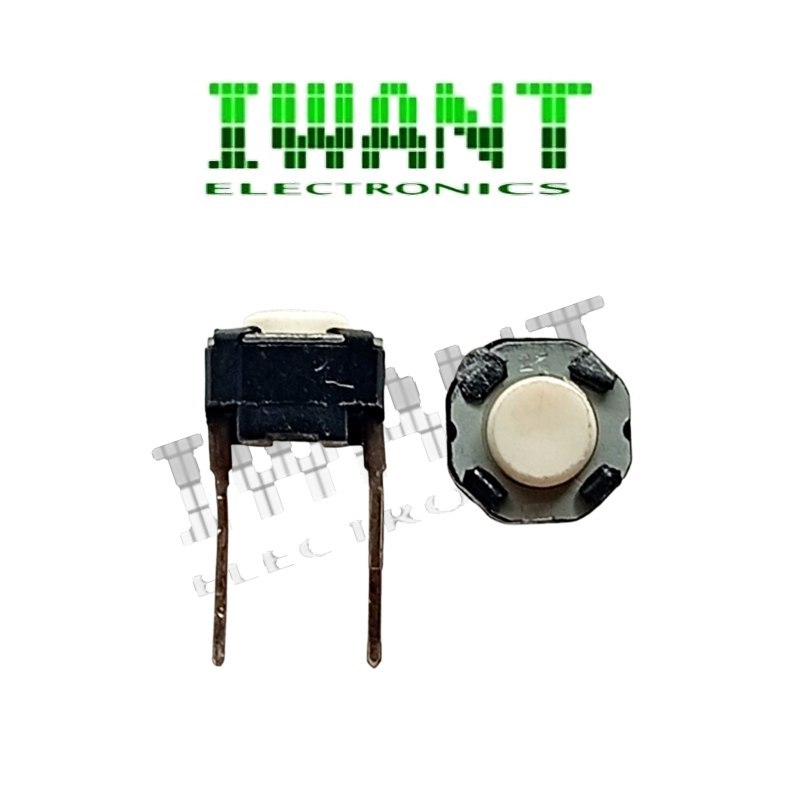 PUSH BUTTON 2P SWITCH 2 PIN HITAM BULAT 2 PIN PANJANG