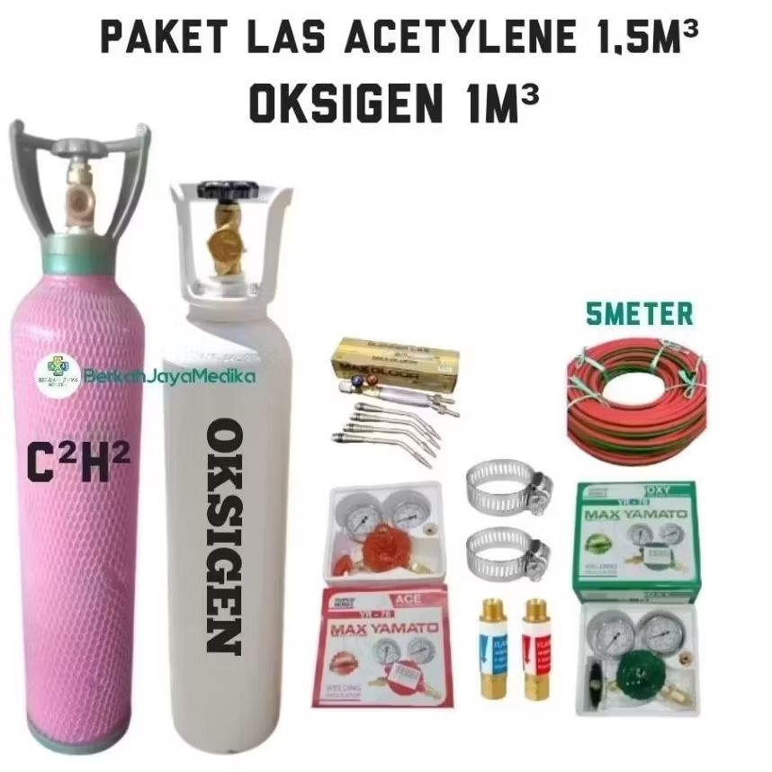 Paket Las Tabung Acetylene 1,5M3 Oksigen 1m3 - Paket Las Tabung Karbit Kecil
