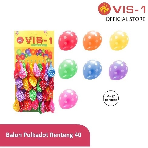 VIS-1 - Balon Renteng isi 40pcs / Balon Latex / Balon 12 inci