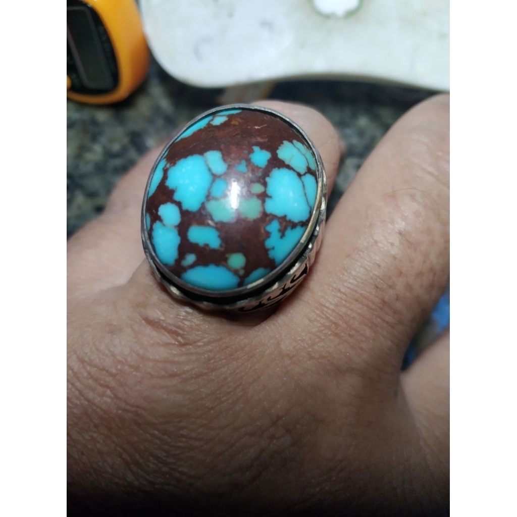 Batu Pirus Mesir Ring Perak Natural Kode H/1