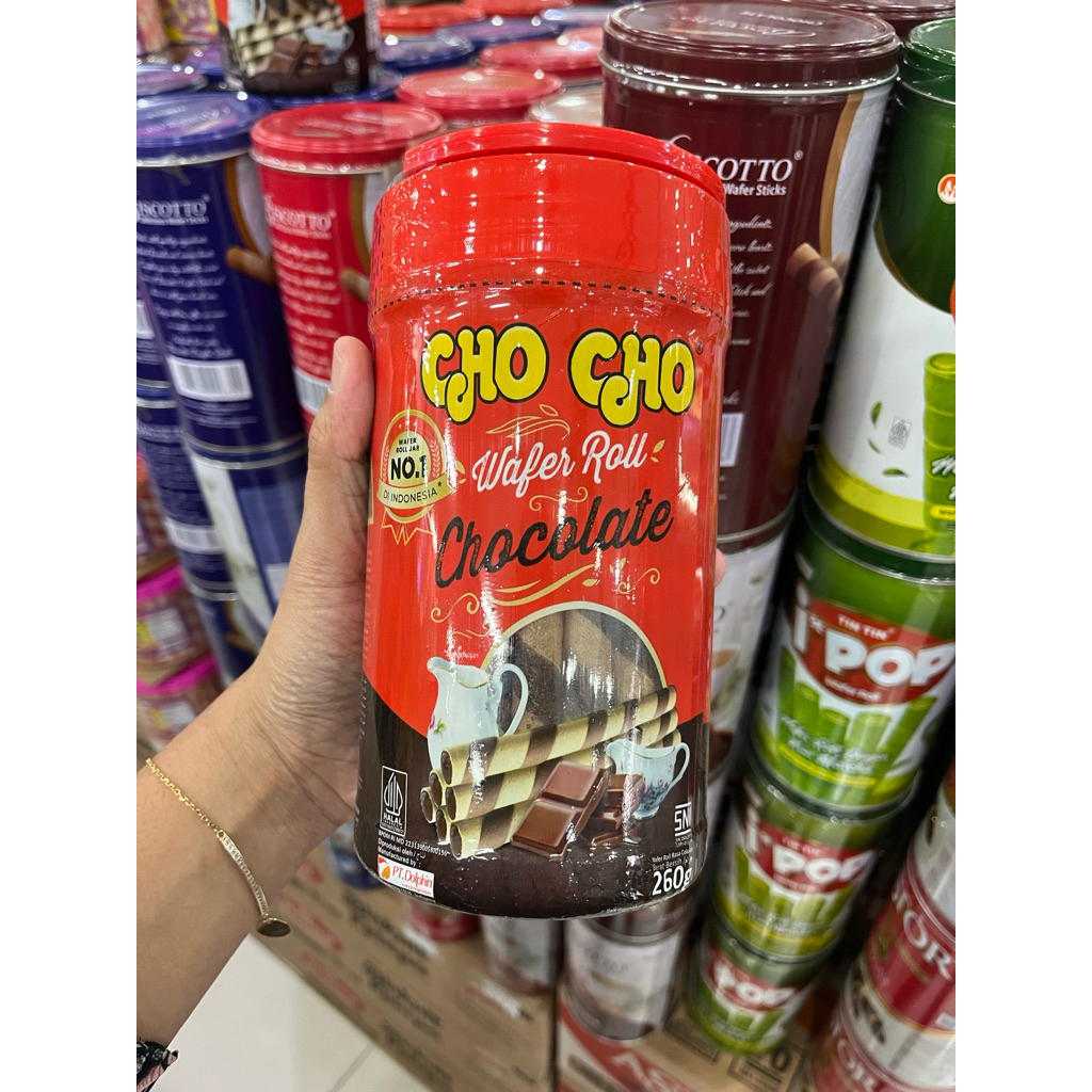 Chocho Wafer Roll Coklat 260gr | jajan lebaran | jajan kaleng | jajan astor | astor chocho | jajan l