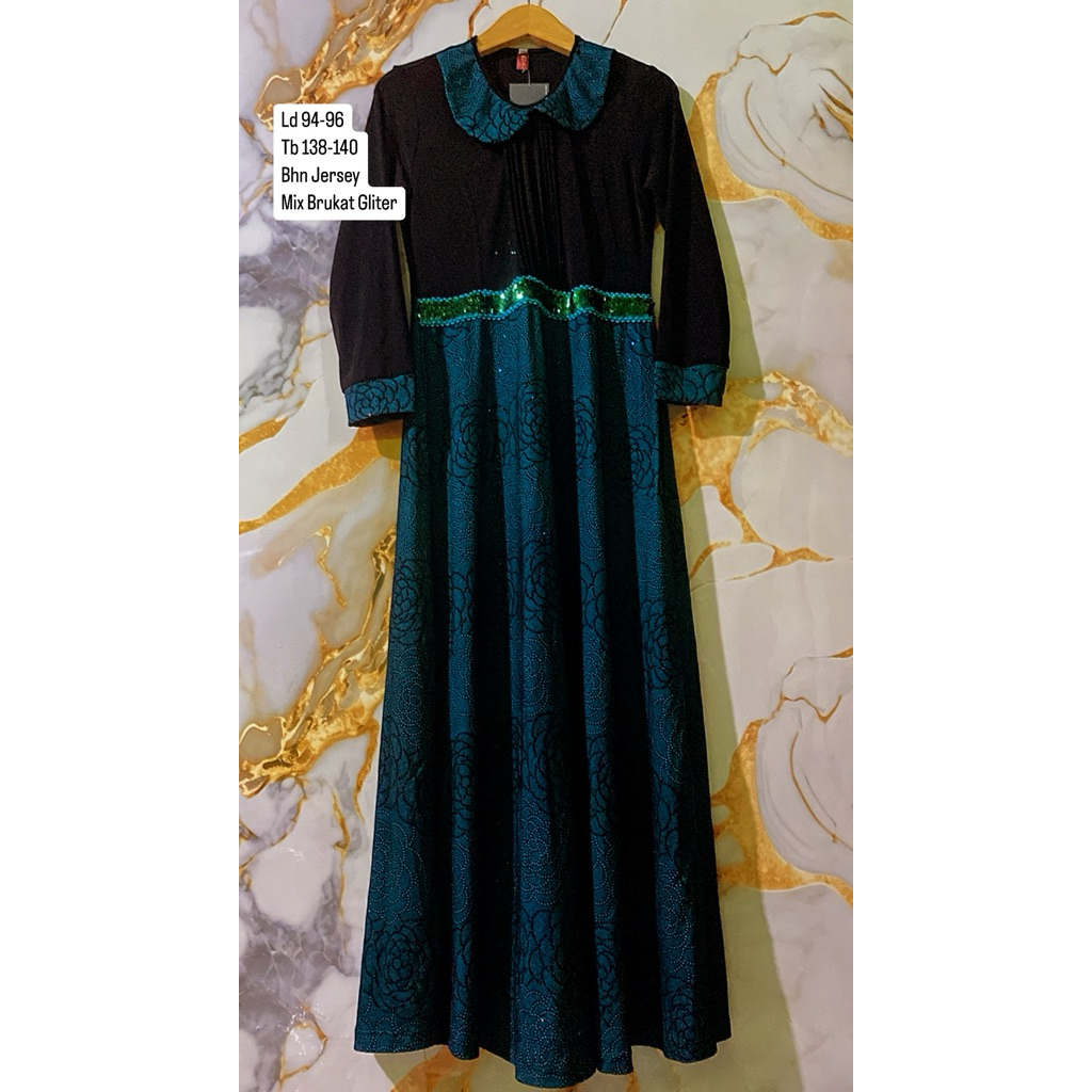 Gamis Wanita Muslimah Pesta Warna Hitam Mix Turkist Mewah