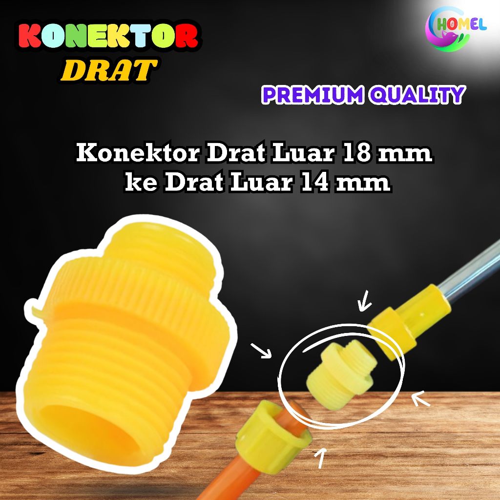 Socket Konektor 18mm Drat Luar Ke 14mm Drat Luar Konektor Stik Ke Selang Sprayer Praktis CHOMEL