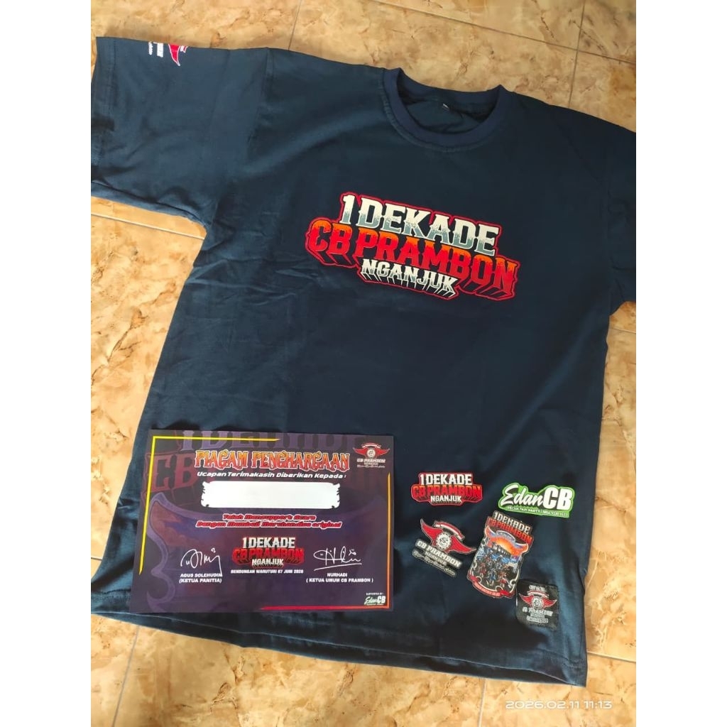 KAOS ACARA CB PRAMBON NGANJUK 1 DEKADE 07 JUNI 2026 FREE STIKER 10+SERTIFIKAT PIAGAM