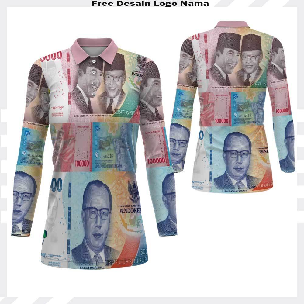 Kaos Kekinian Baju Tunik Gambar Uang Seratus Ribu Terbaru /Baju Uang 100 Ribu Fullprint /Jersey Uang