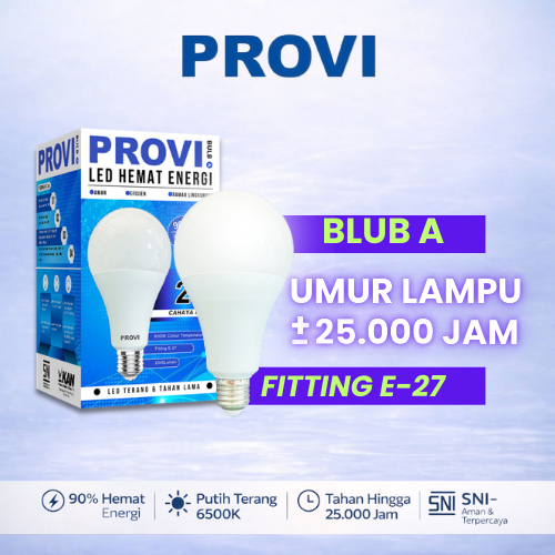 Lampu LED PROVI Bulb A Hemat Energi 90% CRI 80 Cahaya Putih Terang 6500K E27 Original Tipe 03 - 21
