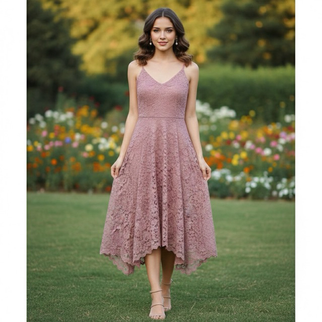 BALI INSTANT NEW TAG DRESS PINK DUSTY UNGU PURPLE PASTEL BROKAT BRUKAT CANTIK GAUN CAKEP LUCU UNIK M