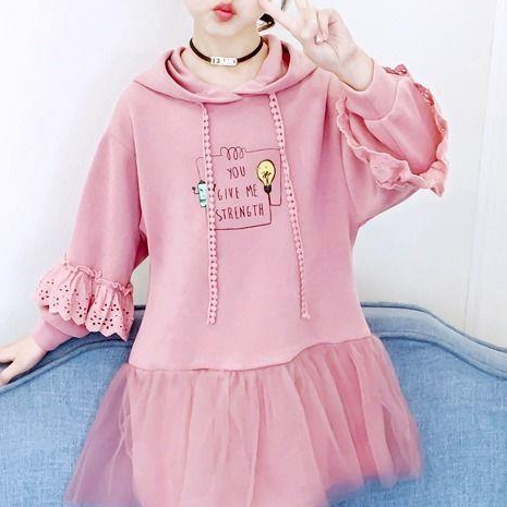 [Saror]Gaun Anak Perempuan Baru Gaun Sweatshirt Gaun Lengan Panjang Anak