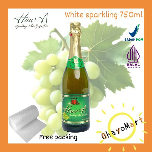 Haw A White sparkling grape juice / Haw A sparkling juice putih non alkohol 750ml