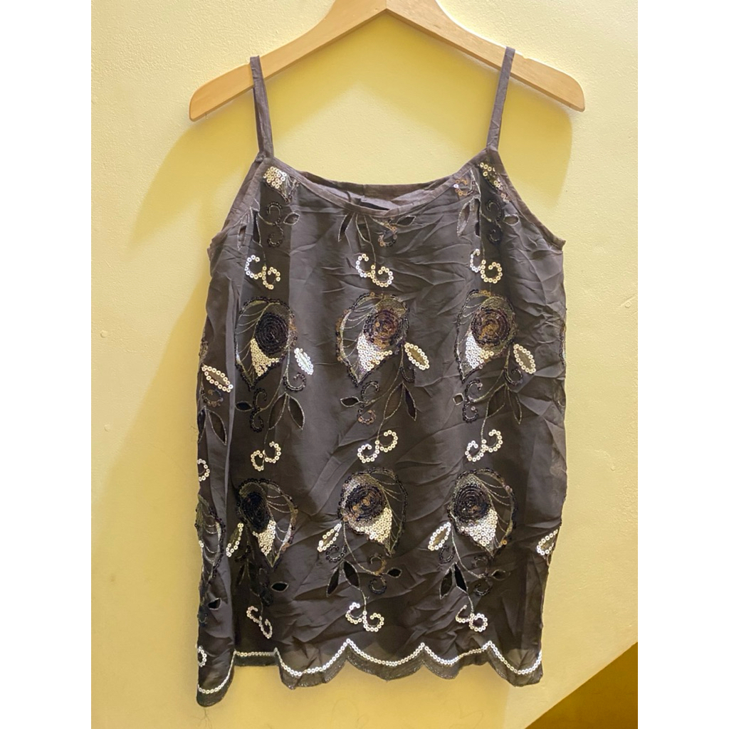 Tanktop coklat manik size besar