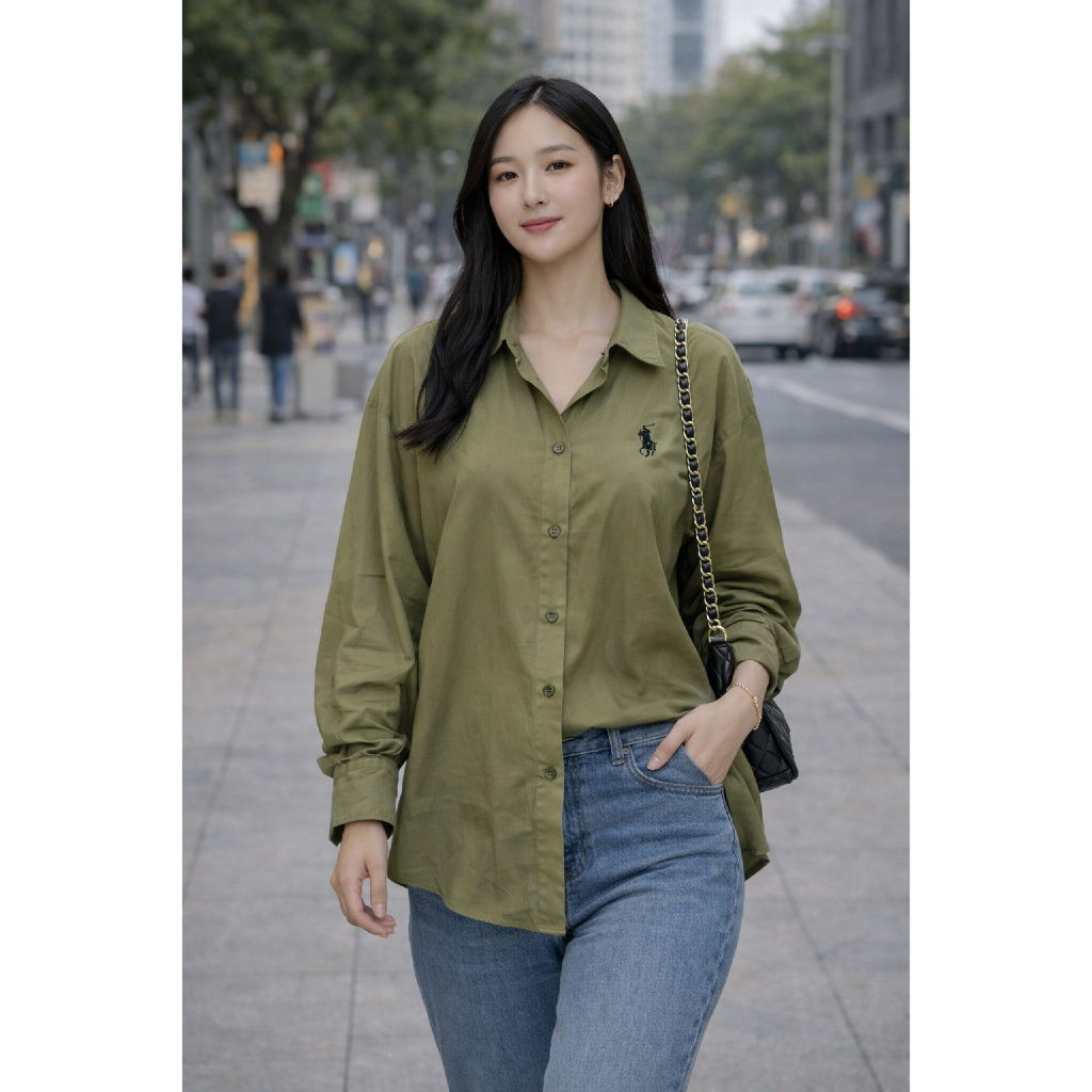 Shirt Army Polo - Kemeja Wanita - Kemeja Formal - Kemeja Polo - Atasan Wanita
