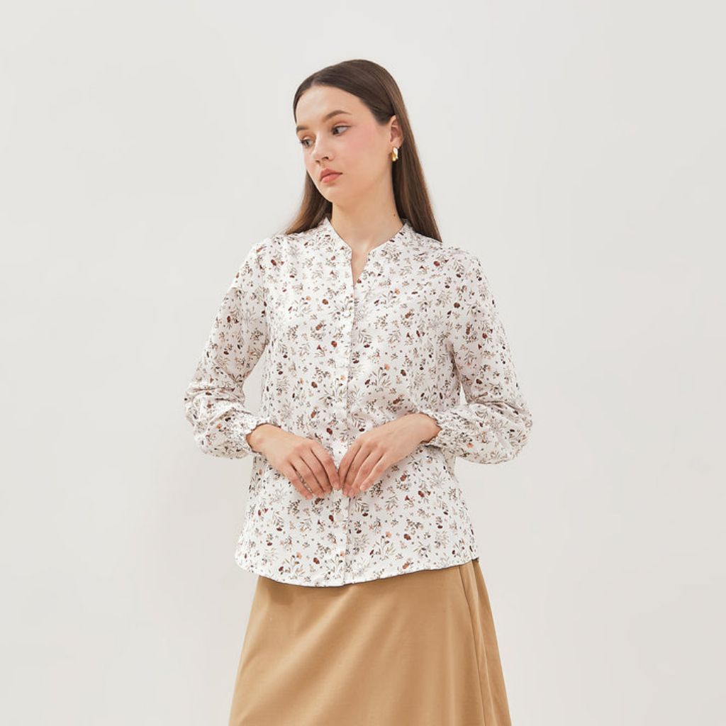 Blouse Wanita V-Neck Floral Print SIMPLICITY