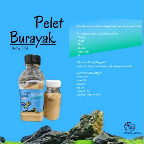 Pelet Pakan Burayak Anak Ikan Cupang Guppy Molly Baby Fish - 50 gr