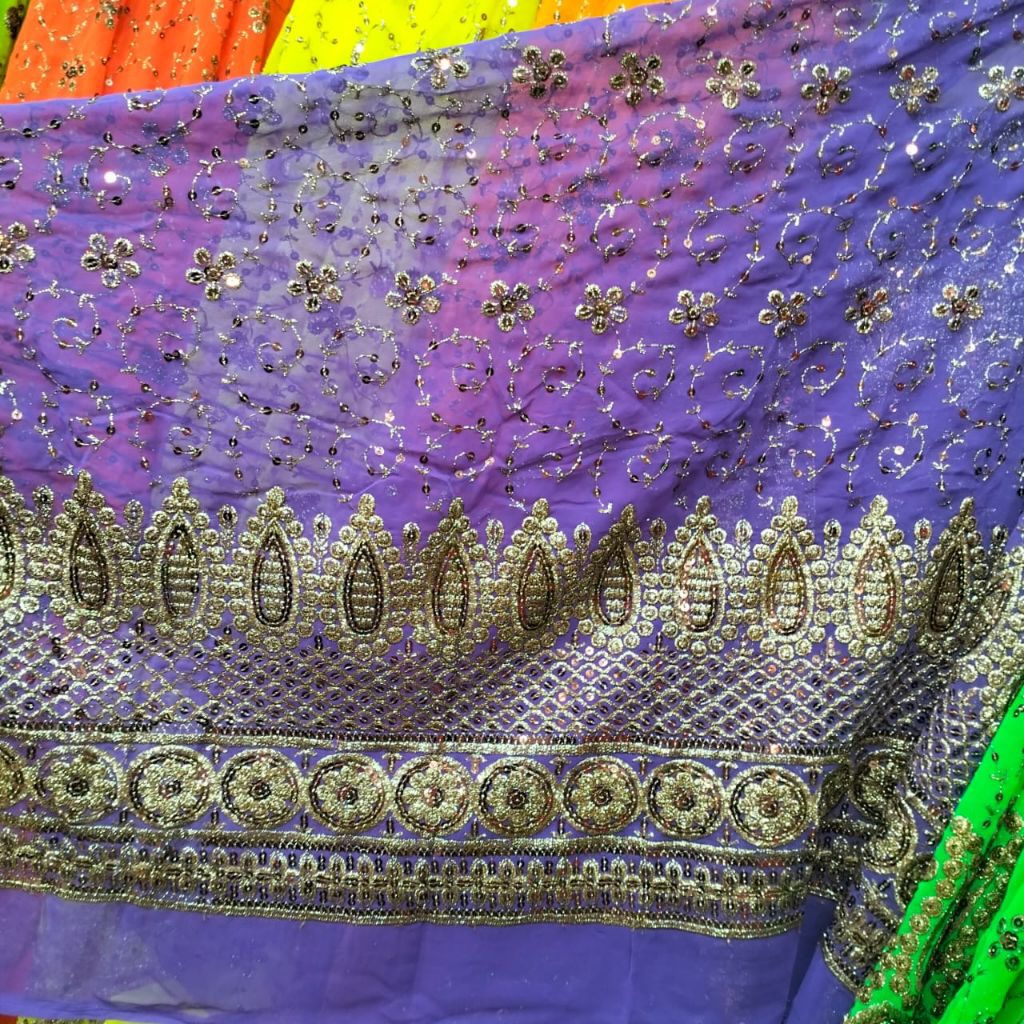 bahan kain sari india antik/ kain sari india payet premium