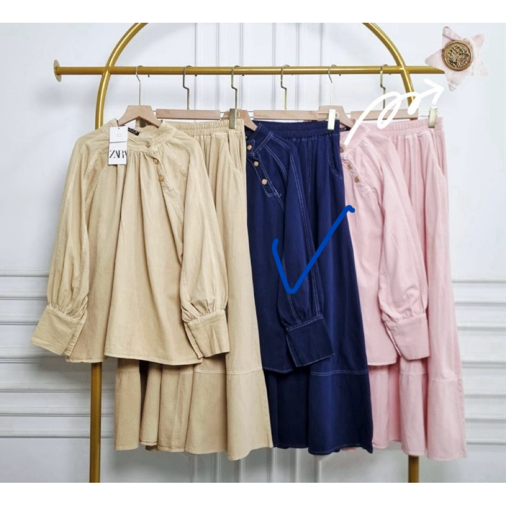 zara set rok jeans bordir dan set rok softjeansbordir