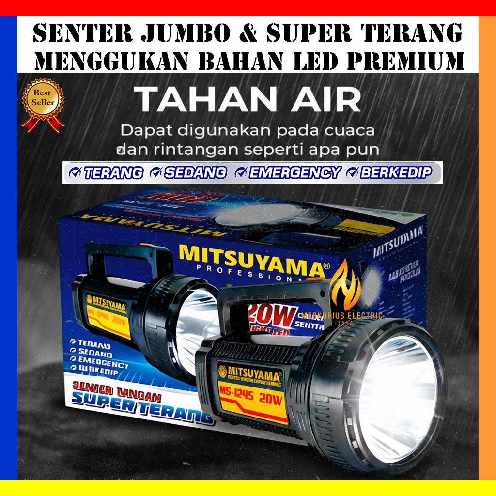 Senter Tangan Besar Jumbo 50 Watt Mitsuyama MS-1245 / Senter Super Terang Besar Mitsuyama / Senter M
