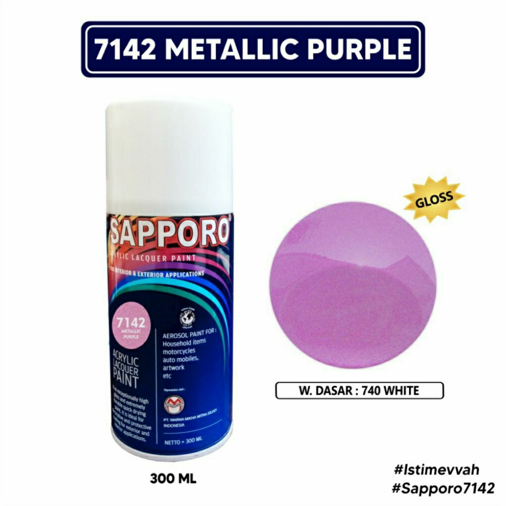#MAU# Cat Semprot Sapporo Paket Lengkap Metallic Purple 7142 (768,740,7142,7540) Ungu Metalik Violet