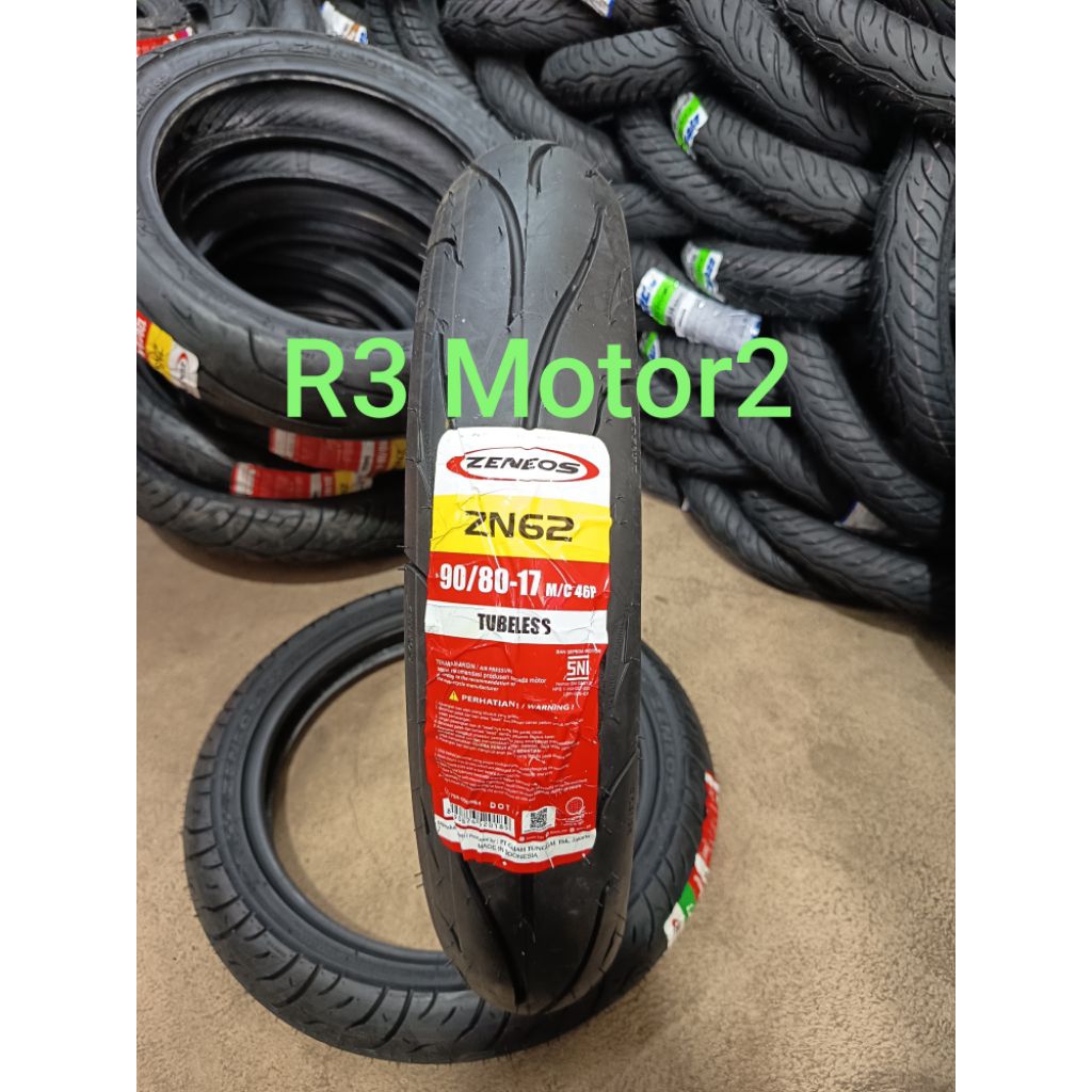BAN TUBELESS ZENEOS 90/80-17 ZN62 untuk bebek dan sport bonus pentil