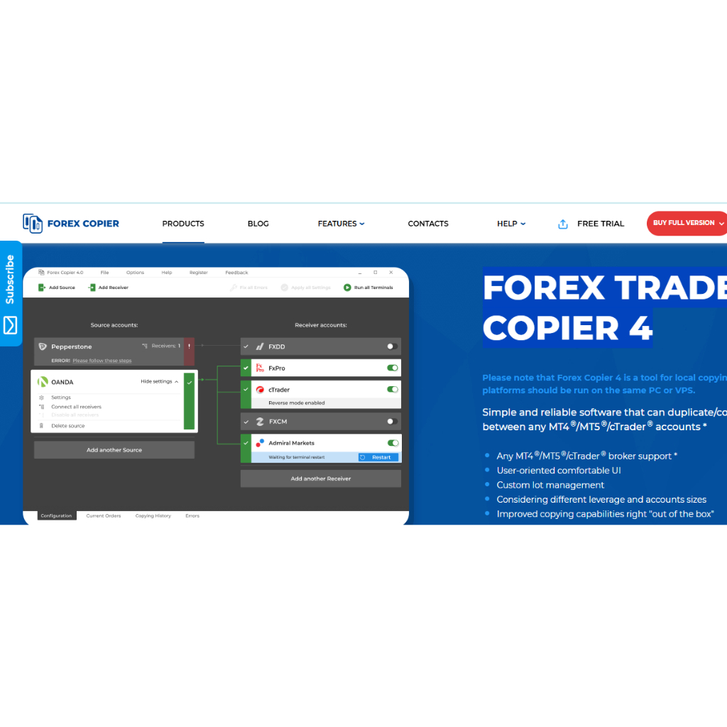 Software F0rex Trade Copier 4 Copy Tr4ding Otomatis MT4 & MT5