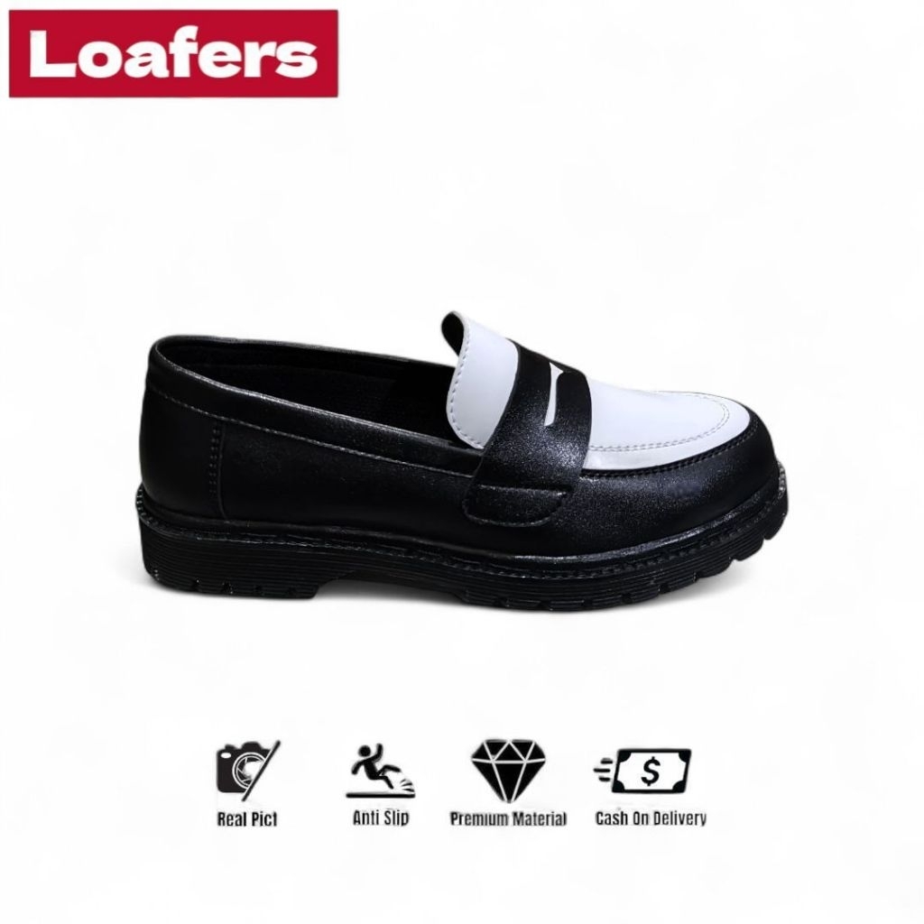 Sepatu Penny Loafers Pria Hitam Putih Slip On Casual Formal Berkualitas Premium Vintage Loafers Sepa