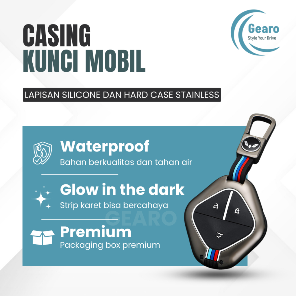 GEARO Cover Kunci Wuling Cloud / Air EV / Binguo / Sarung Kunci Mobil Wuling EV