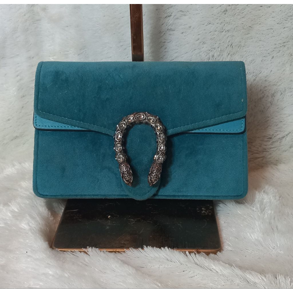 Tas Preloved Second Gucci* Gucong Dionysus Velvet Super Mini Bleu