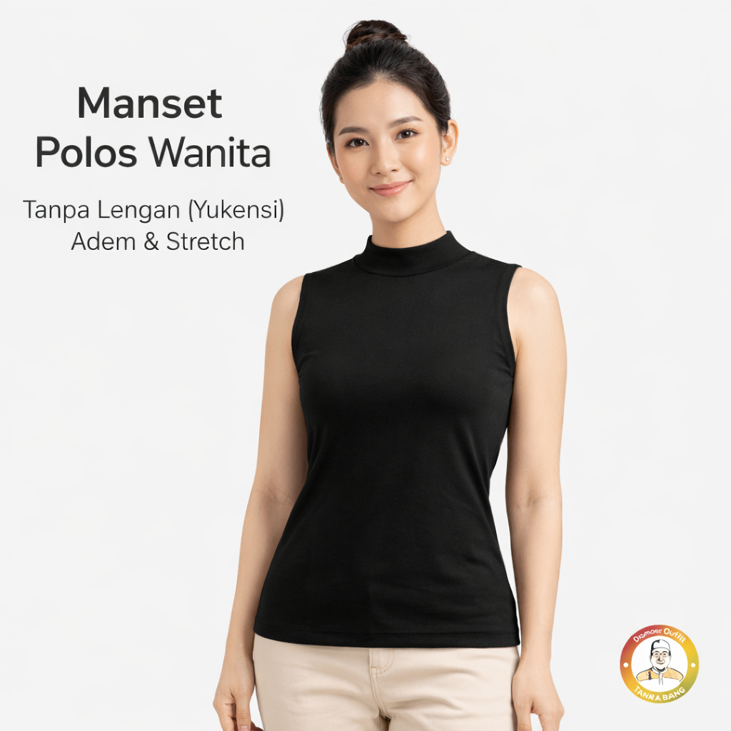 Manset Wanita Tanpa Lengan Turtle Neck Polos Wanita IInner Kutung Dalaman Lekbong Yukensi Perempuan 