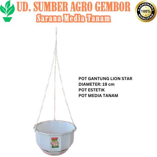 Pot Gantung - LION STAR - Warna: Putih - Pot Estetik - Pot Media Tanam