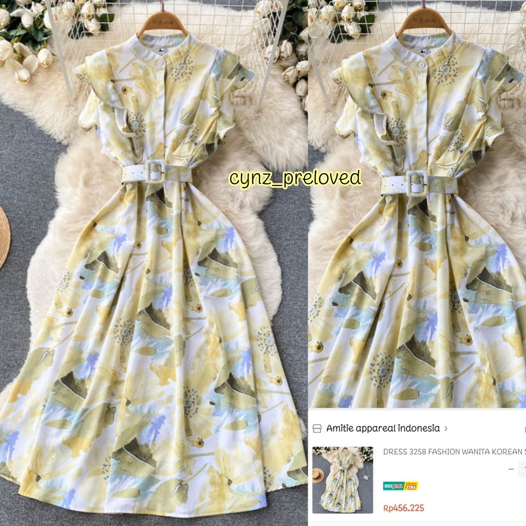 Amitie appareal dress print floral in yellow