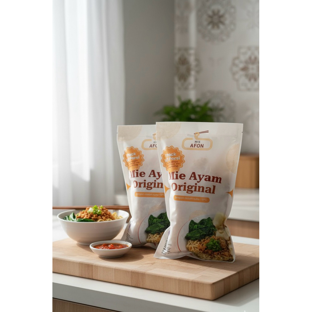 Mie afon PAKET MIE AYAM FROZEN isi 2 porsi | HALAL dan BPOM | Mie Basah Telur  + Minyak Bumbu + Ayam