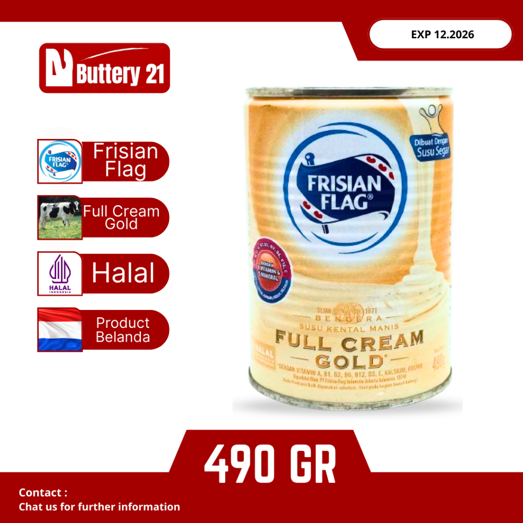 SUSU FRISIAN FLAG FULL CREAM GOLD 490 GR/SUSU KENTAL MANIS GOLD/SUSU KALENG FRISIAN FLAG GOLD