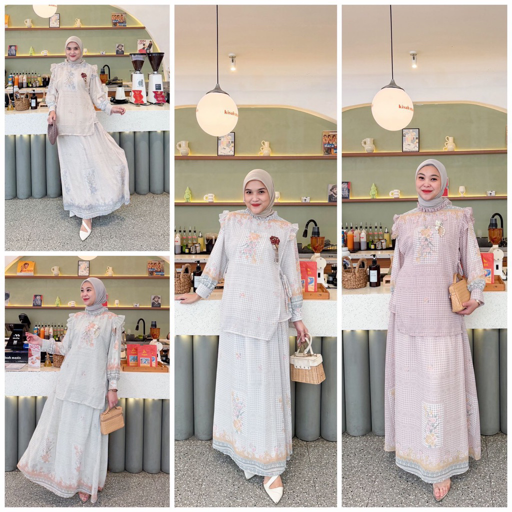 One set rok ceruti kotak bunga