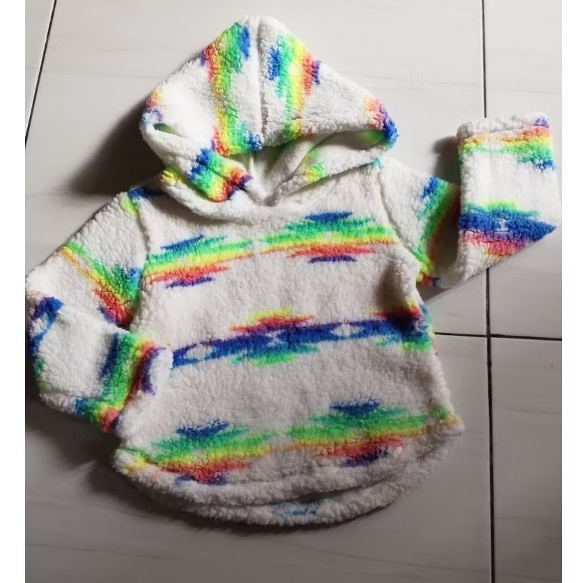 Hoodie anak PLACE bulu hangat rainbow NEW