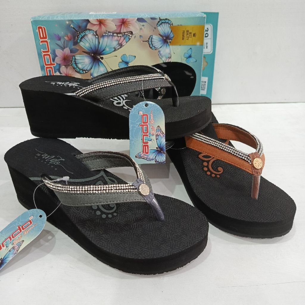 Sandal Wedges Ando Kode Artikel Elok | Sandal Jepit Wedges Ando | Sandal Ando Wanita