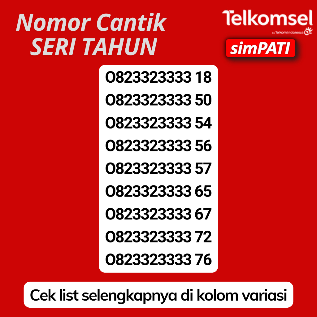 Nomor Cantik Telkomsel  - Nomer Cantik Jaringan - Kartu Perdana 4G/5G Kwartet 3333 ESA 354  Rapi Hok