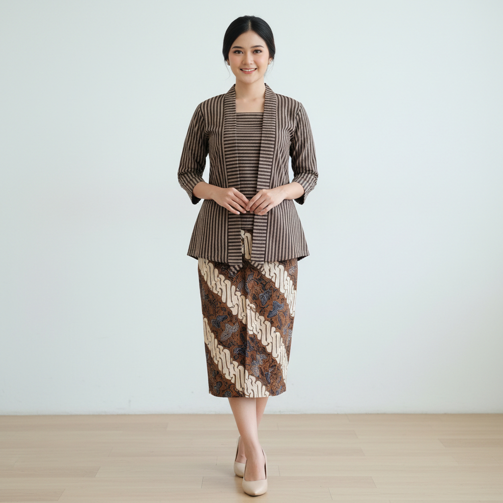 Pakaian Adat Jawa Baju Atasan Lurik Sorjan Kebaya Couple Pria Wanita Jumbo Oversize Premium Kebaya S
