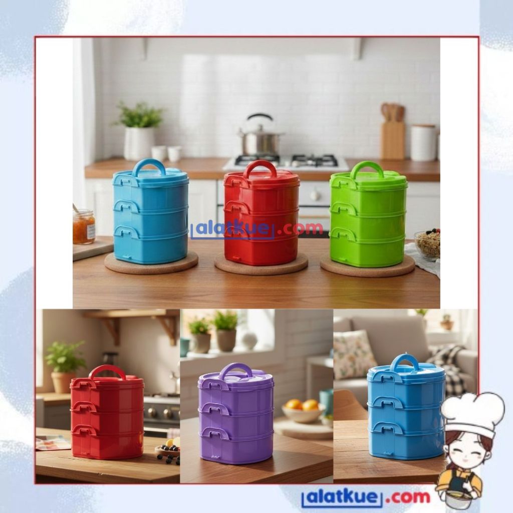 RANTANG VALENCIA Susun 3/ Rantang susun 3 plastik / Rantang susun 3 / rantang susun Hajatan / Rantan