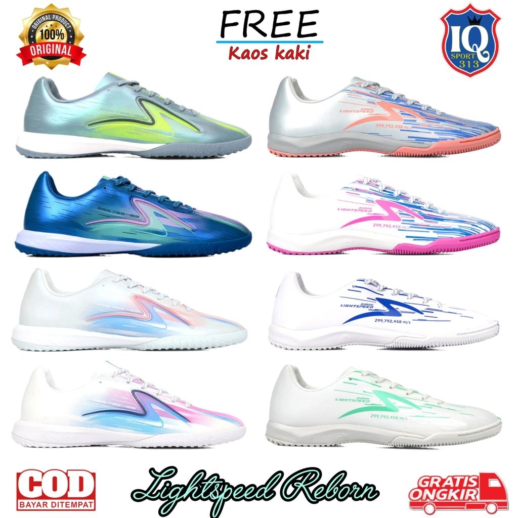 Sepatu Futsal Specs Lightspeed LS Reborn IN LS Reborn Meta XR IN White Dazzling Blue Lightest Sky/Gr